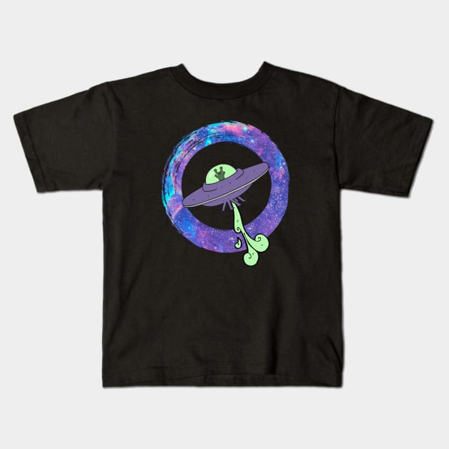 Nebula UFO Spaceship T-Shirt for People Who Love Galaxies and the Universe Kids T-Shirt by PowderShot